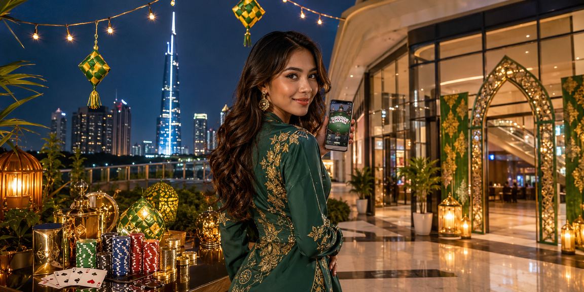 Suasana permainan poker semasa perayaan Hari Raya dalam persekitaran dalam talian yang selamat di platform 40300
